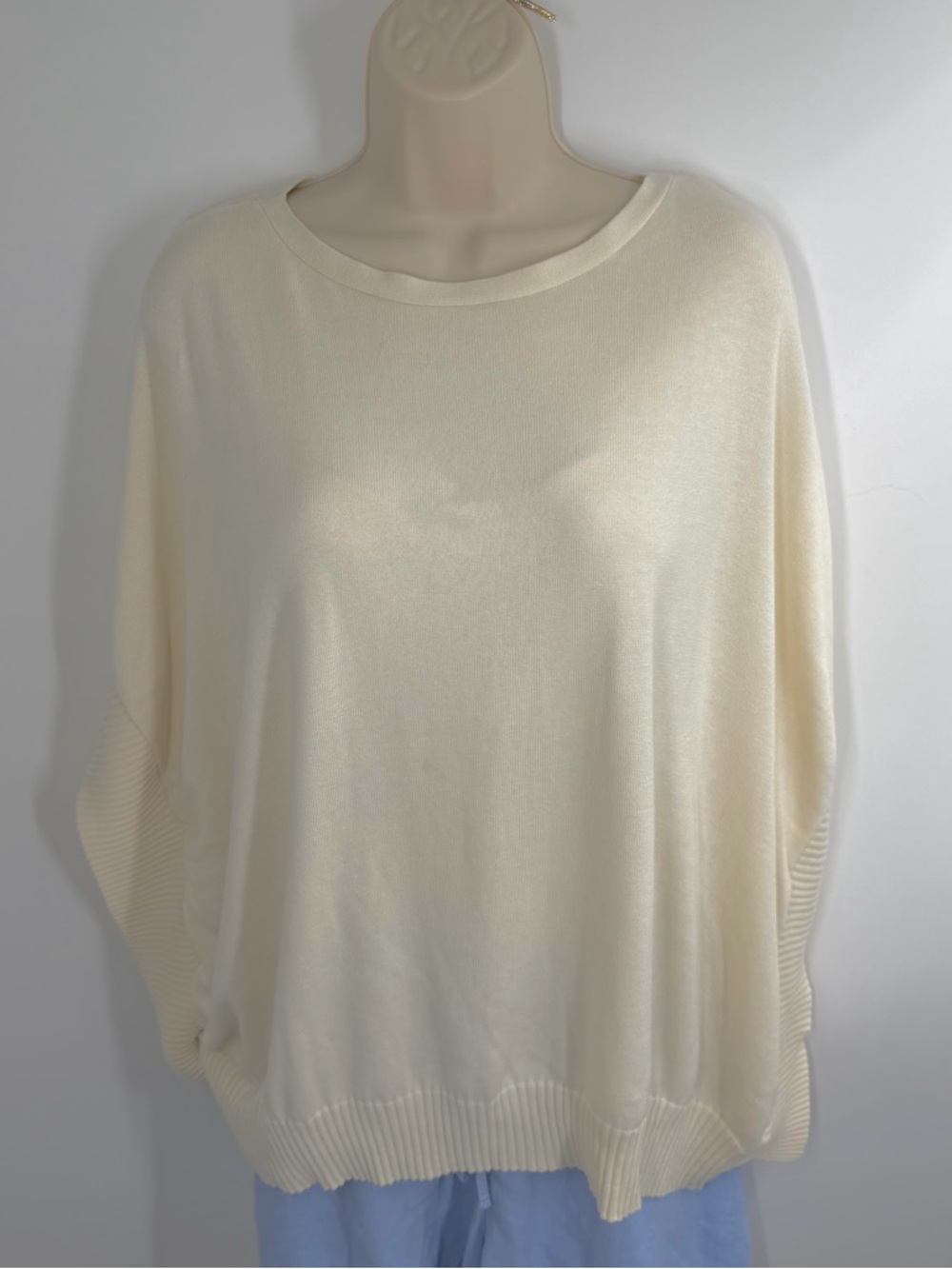 Coldwater Creek Relaxed Cream Knitted Top Sweater Poncho